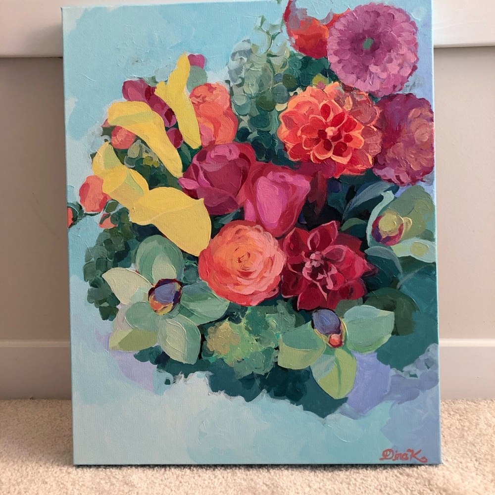Original acrylic painting of flowers - Picture 4 of 7